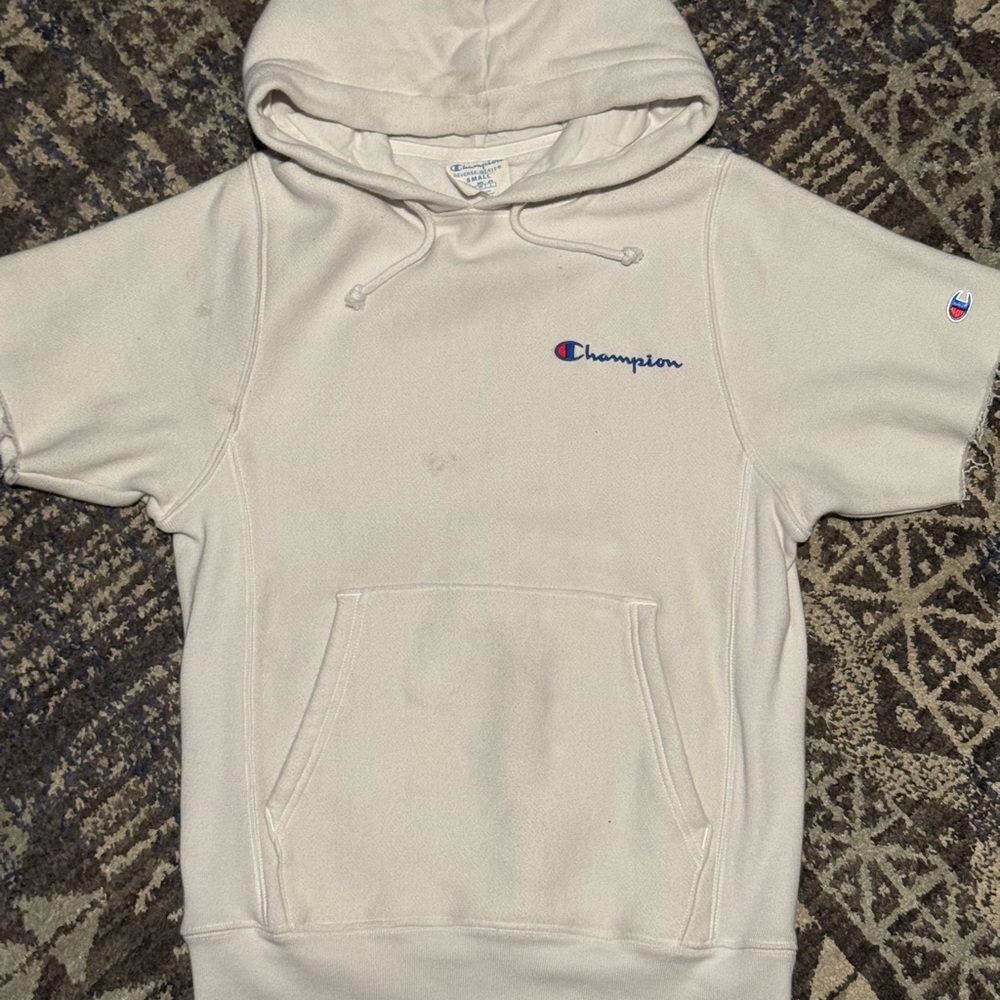 Champion Off-White Short-Sleeve Hoodie
